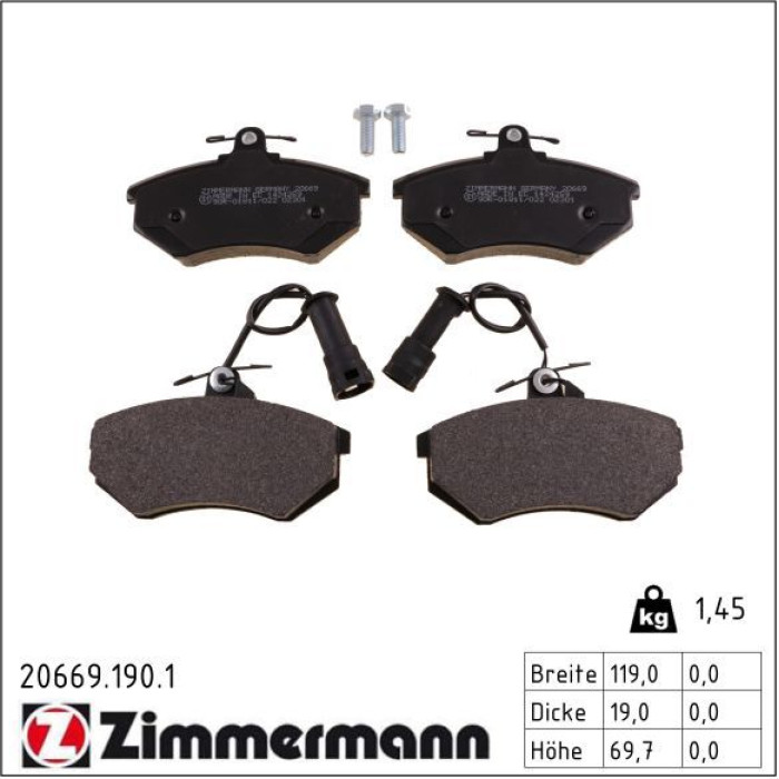 20669.190.1 ZIMMERMANN Bremsbeläge 20669.190.1 20669.190.1 ZIMMERMANN Bremsbeläge 20669.190.1