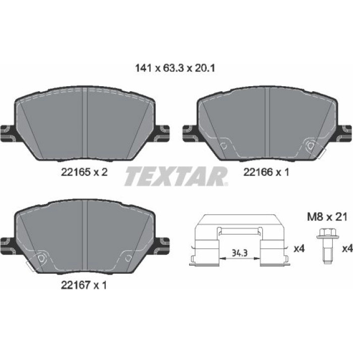 Textar Bremsbelagsatz 2216503 Textar Bremsbelagsatz 2216503
