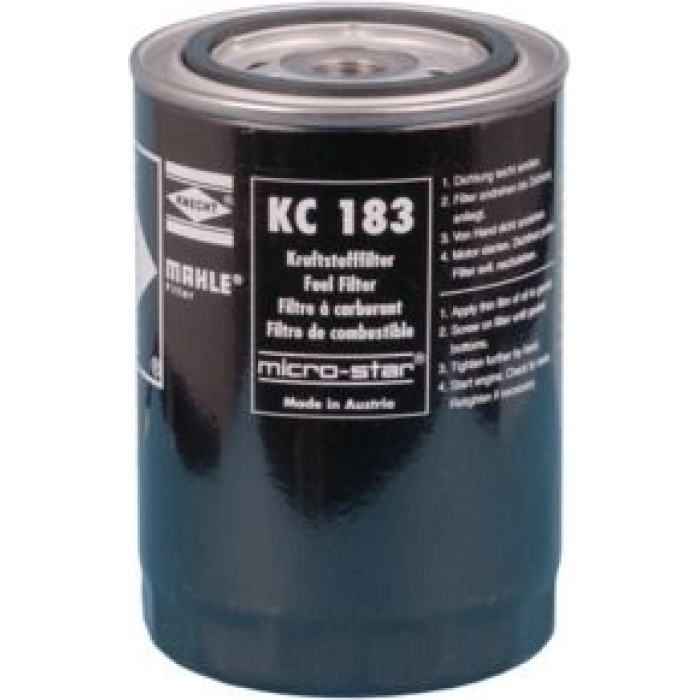 KC 183 MAHLE Kraftstofffilter KC 183, Anschraubfilter, Höhe 141 mm – u. a. für Renault Trucks Midliner, G, Magnum – OE Nummer 5010359706 - l KC 183 MAHLE Kraftstofffilter KC 183, Anschraubfilter, Höhe 141 mm – u. a. für Renault Trucks Midliner, G, Magnum – OE Nummer 5010359706 - l