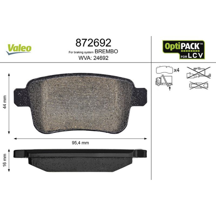 Valeo Bremsbelagsatz 872692 Valeo Bremsbelagsatz 872692