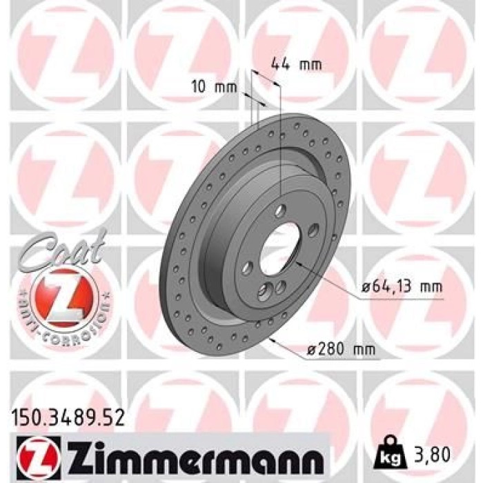 Zimmermann Bremsscheibe Hinterachse Sport 150.3489.52 Zimmermann Bremsscheibe Hinterachse Sport 150.3489.52