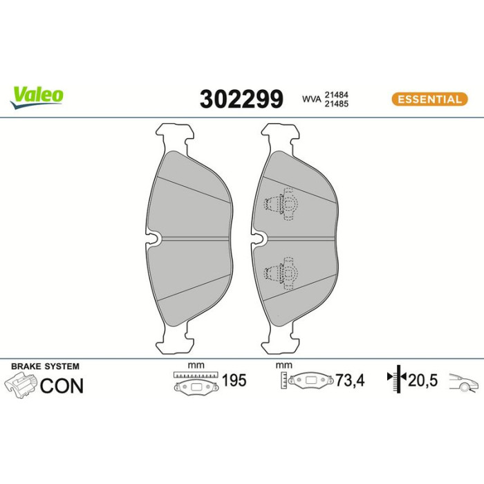 Valeo Bremsbelagsatz 302299 Valeo Bremsbelagsatz 302299