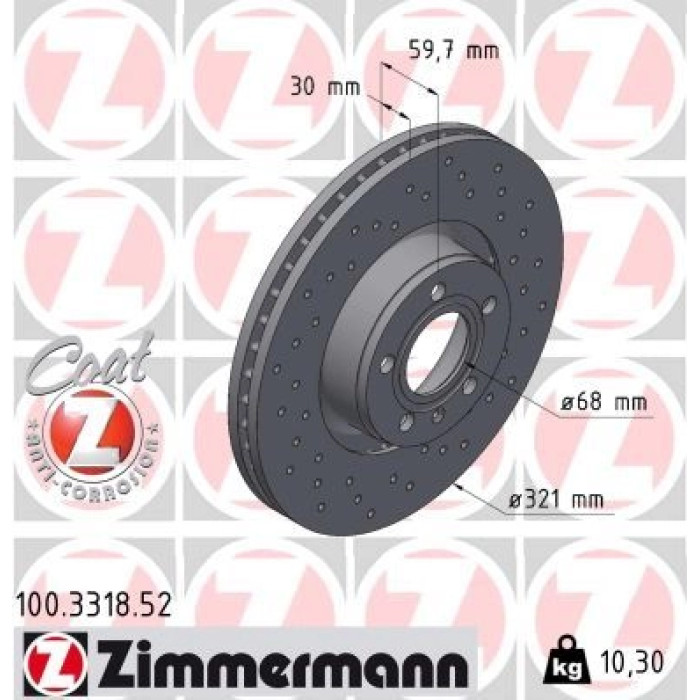 Zimmermann 12 481 038 Sport Bremsscheibe Vorderachse Sport 100.3318.52
