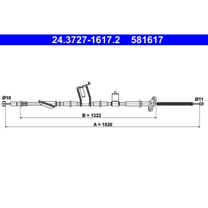 ATE Handbremsseil 24.3727-1617.2 ATE Handbremsseil 24.3727-1617.2