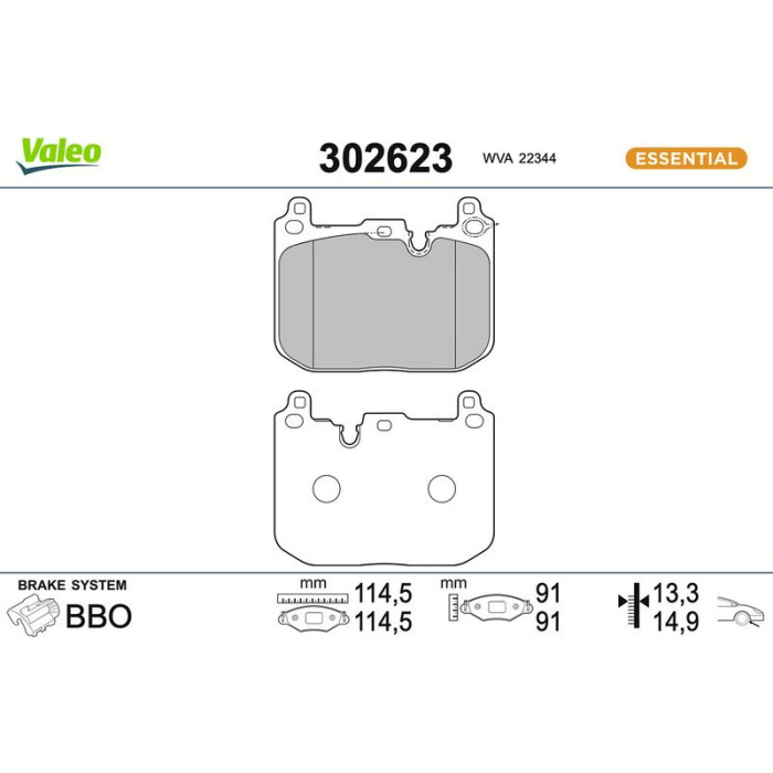 Valeo Bremsbelagsatz 302623 Valeo Bremsbelagsatz 302623