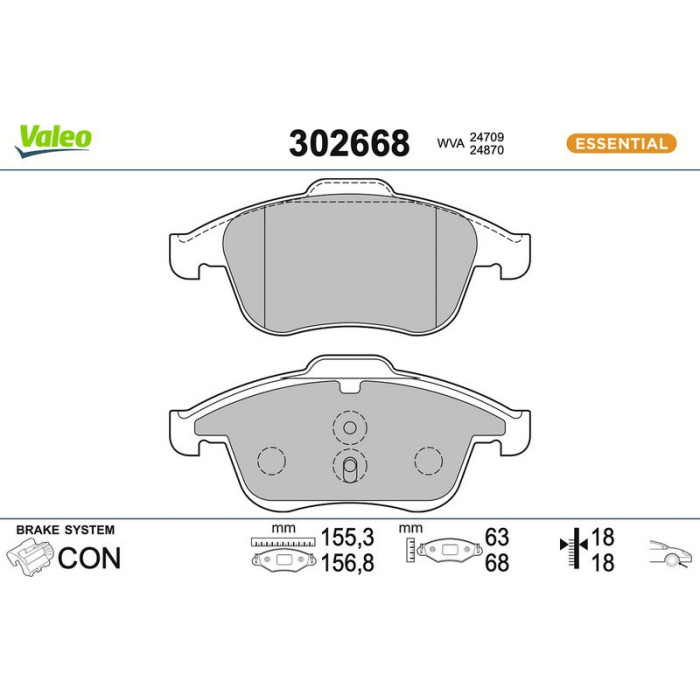 Valeo Bremsbelagsatz 302668 Valeo Bremsbelagsatz 302668