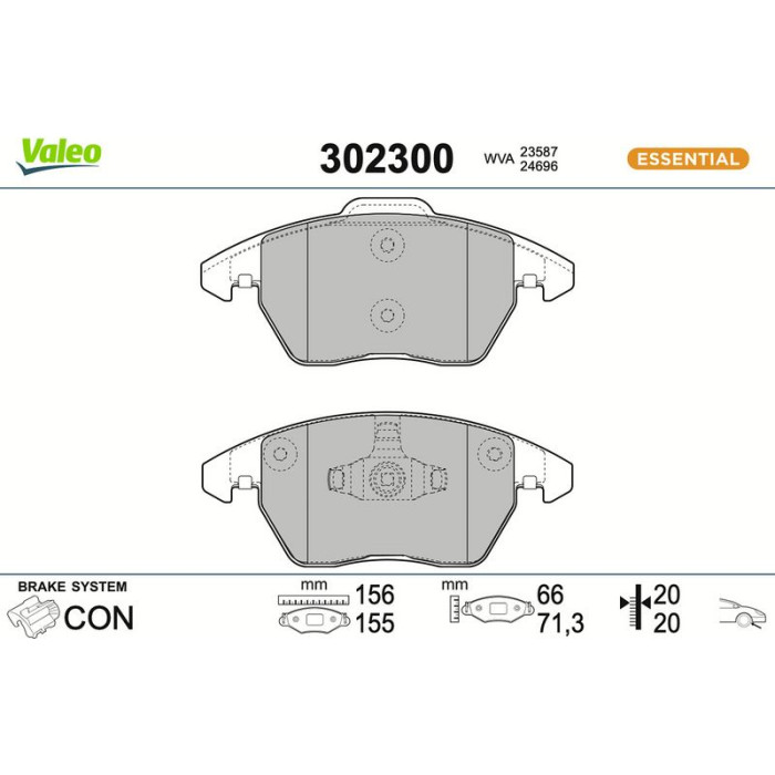 Valeo Bremsbelagsatz 302300 Valeo Bremsbelagsatz 302300
