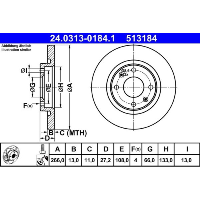 24.0313-0184.1 ATE Bremsscheibe Citroen Vorderachse Berlingo/C2/C3/C4 96- PowerDisc 24.0313-0184.1 24.0313-0184.1 ATE Bremsscheibe Citroen Vorderachse Berlingo/C2/C3/C4 96- PowerDisc 24.0313-0184.1