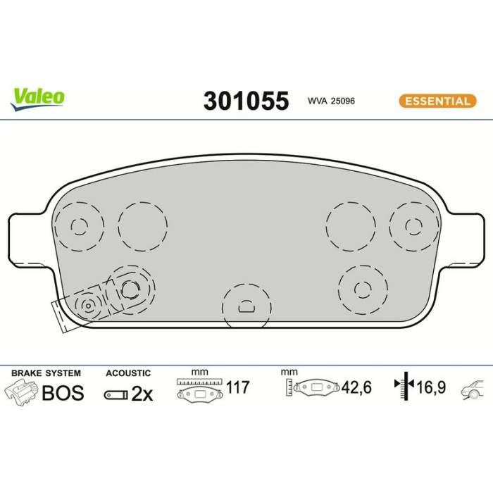 Valeo Bremsbelagsatz 301055 Valeo Bremsbelagsatz 301055