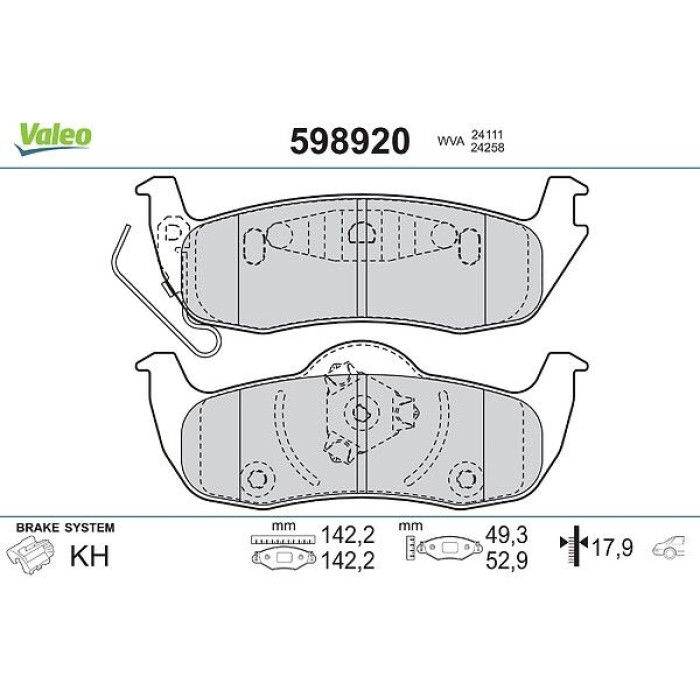 Valeo Bremsbelagsatz 598920 Valeo Bremsbelagsatz 598920