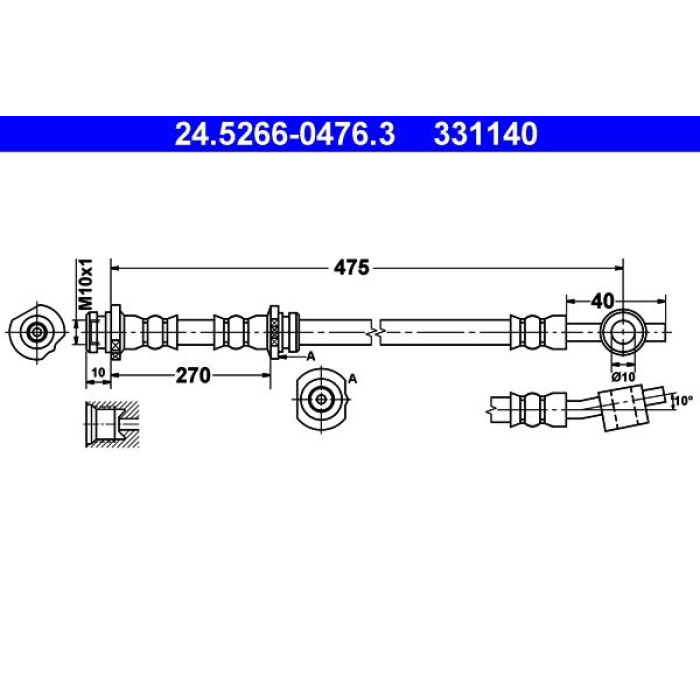 ATE Bremsschlauch 24.5266-0476.3 ATE Bremsschlauch 24.5266-0476.3