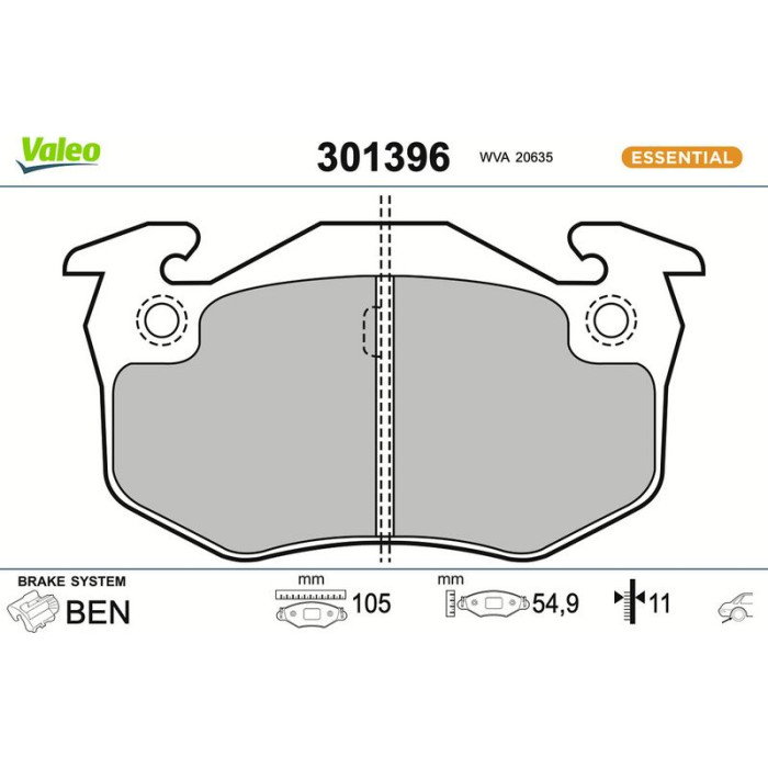 Valeo Bremsbelagsatz 301396 Valeo Bremsbelagsatz 301396
