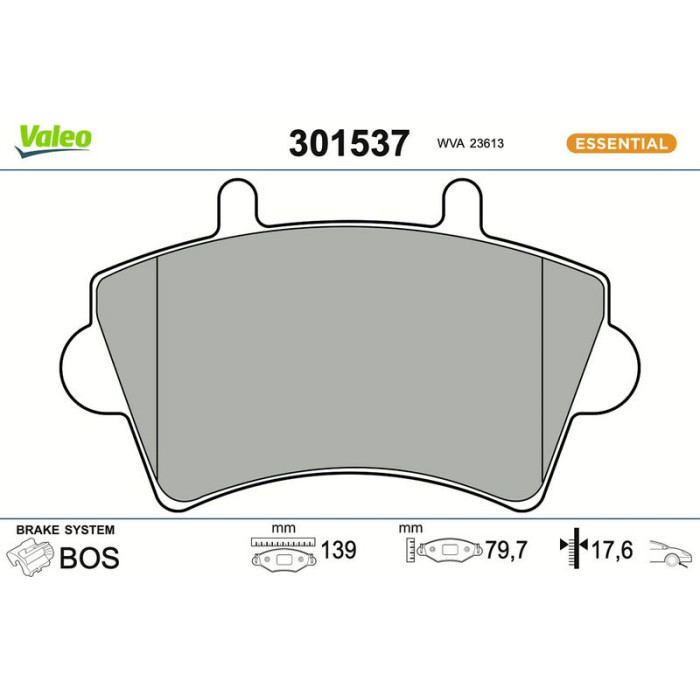 Valeo Bremsbelagsatz 301537 Valeo Bremsbelagsatz 301537
