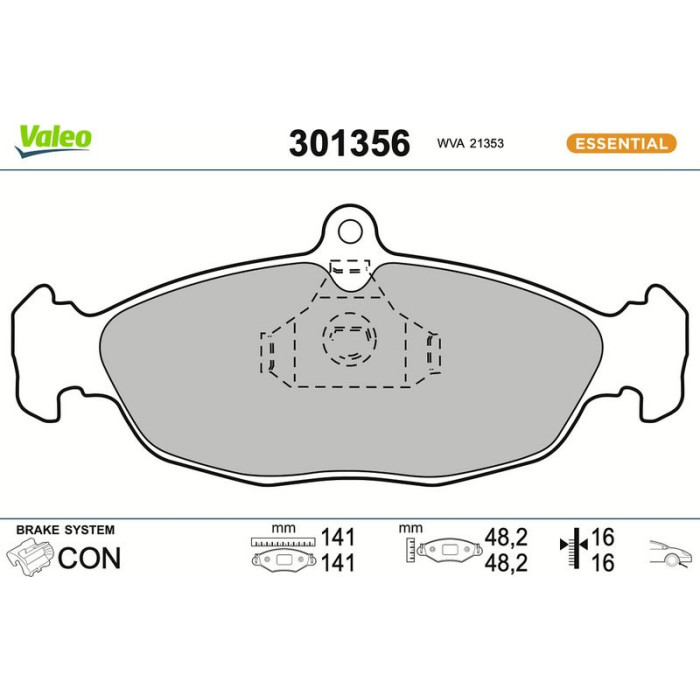 Valeo Bremsbelagsatz 301356 Valeo Bremsbelagsatz 301356