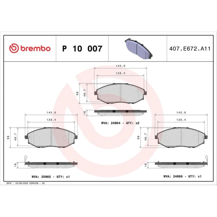 P 10 007 Brembo Prime Bremsbelagsatz Vorderachse – P 10 007 – 144 x 57 x 17 mm – Bremssystem Sumitomo – OE Nummer 5520086Z00 P 10 007 Brembo Prime Bremsbelagsatz Vorderachse – P 10 007 – 144 x 57 x 17 mm – Bremssystem Sumitomo – OE Nummer 5520086Z00