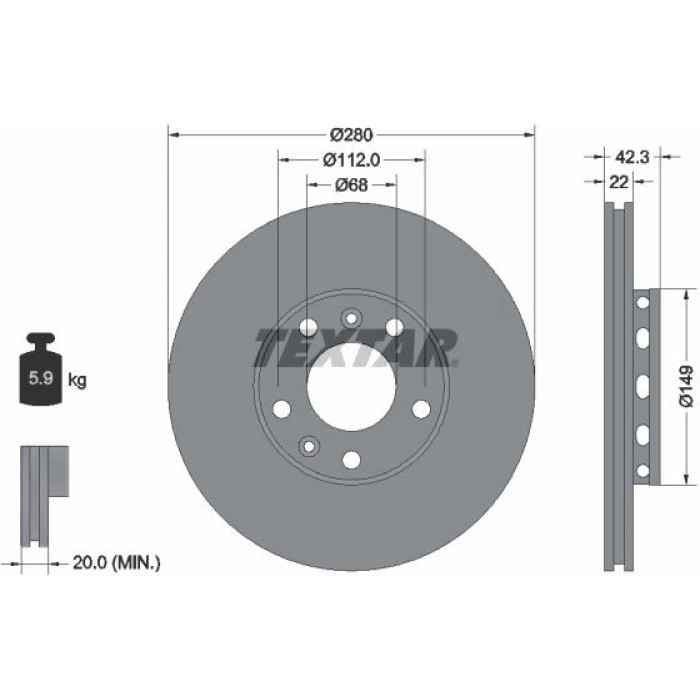 Textar Bremsscheibe 92152203 Textar Bremsscheibe 92152203