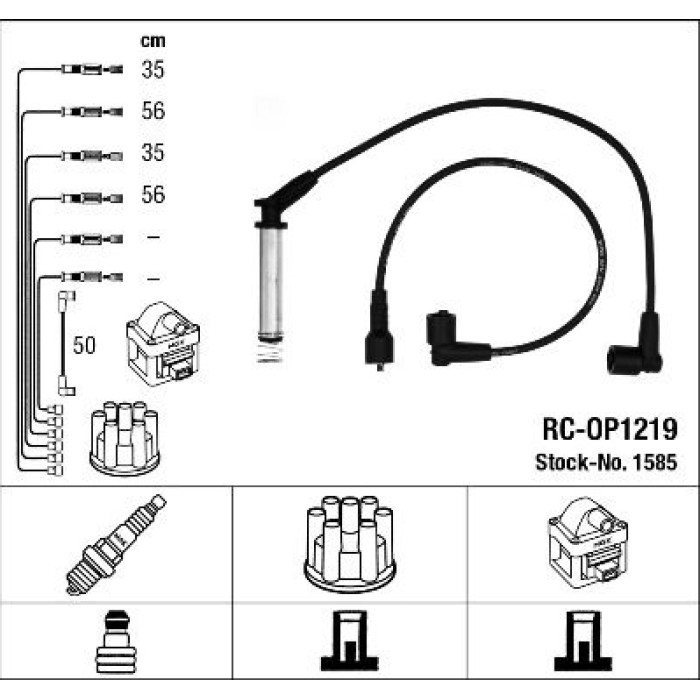 1585 NGK Zündkabelsatz (Zündleitungssatz) RC-OP1219 1585 - l 1585 NGK Zündkabelsatz (Zündleitungssatz) RC-OP1219 1585 - l