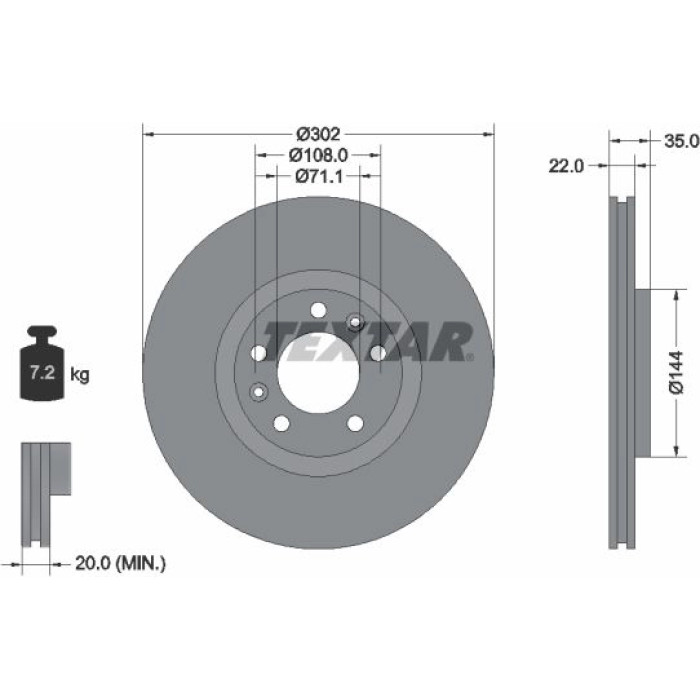 Textar Bremsscheibe 92197103 Textar Bremsscheibe 92197103