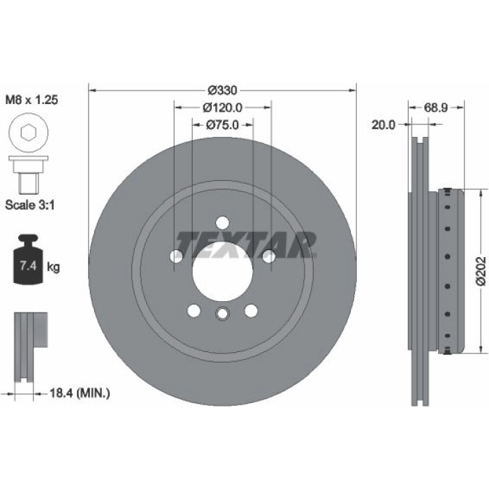 Textar Bremsscheibe 92265925 Textar Bremsscheibe 92265925