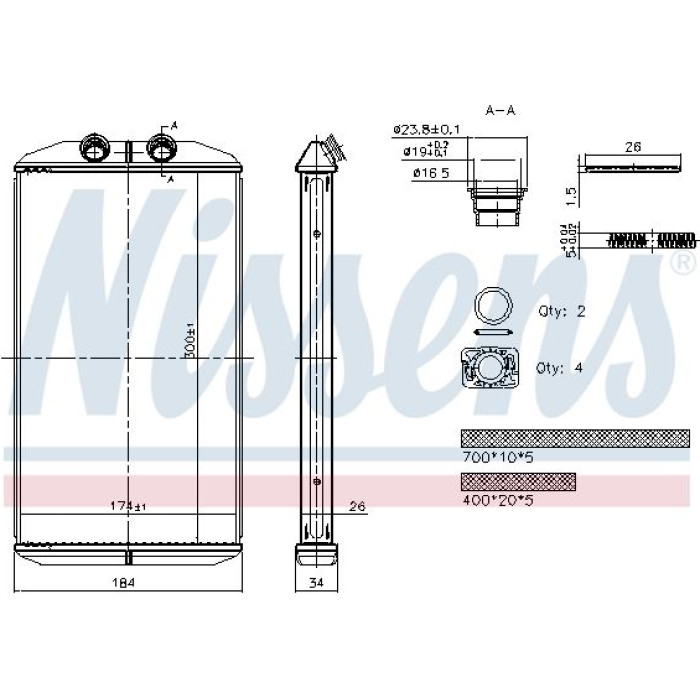 Nissens Heizungskühler PKW 707314 Nissens Heizungskühler PKW 707314