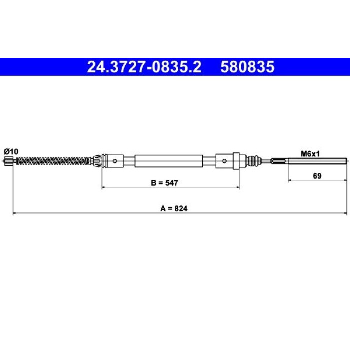 ATE Handbremsseil 24.3727-0835.2 ATE Handbremsseil 24.3727-0835.2
