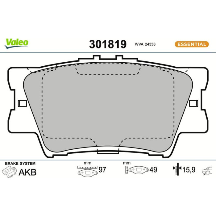 Valeo Bremsbelagsatz 301819 Valeo Bremsbelagsatz 301819