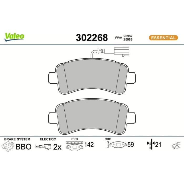 Valeo Bremsbelagsatz 302268 Valeo Bremsbelagsatz 302268