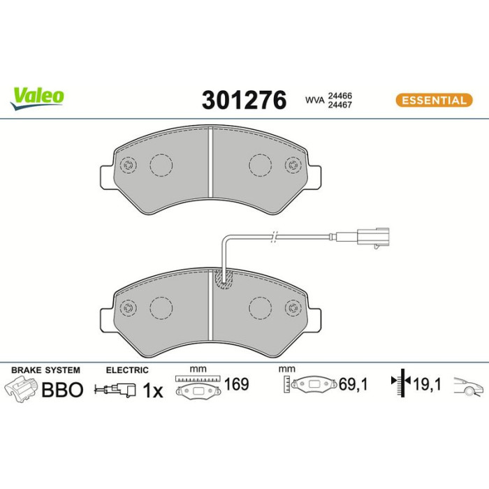 Valeo Bremsbelagsatz 301276 Valeo Bremsbelagsatz 301276