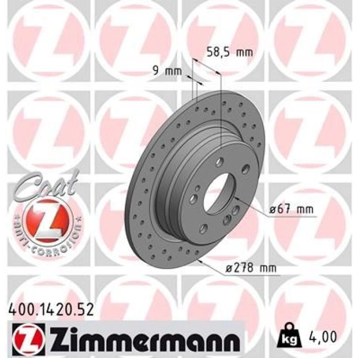 Zimmermann 15 482 004 Sport Bremsscheibe Hinterachse Sport 400.1420.52 Zimmermann 15 482 004 Sport Bremsscheibe Hinterachse Sport 400.1420.52