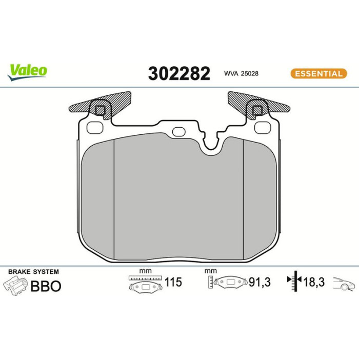 Valeo Bremsbelagsatz 302282 Valeo Bremsbelagsatz 302282