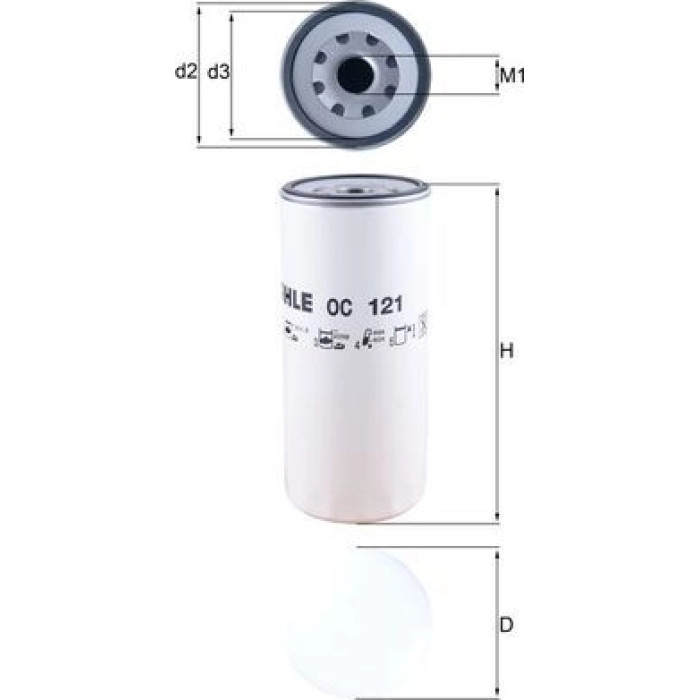 OC 121 MAHLE Ölfilter OC 121, Anschraubfilter, Höhe 260,9 mm – u. a. für VW Volksbus, Mercedes-Benz Actros Mp2 / Mp3, Arocs – OE Nummer 40367914 - l OC 121 MAHLE Ölfilter OC 121, Anschraubfilter, Höhe 260,9 mm – u. a. für VW Volksbus, Mercedes-Benz Actros Mp2 / Mp3, Arocs – OE Nummer 40367914 - l