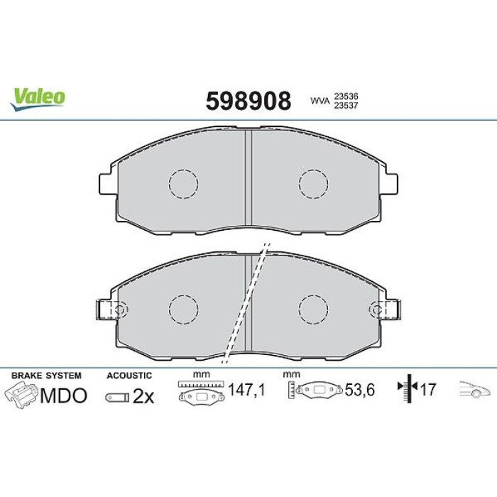 Valeo Bremsbelagsatz 598908 Valeo Bremsbelagsatz 598908