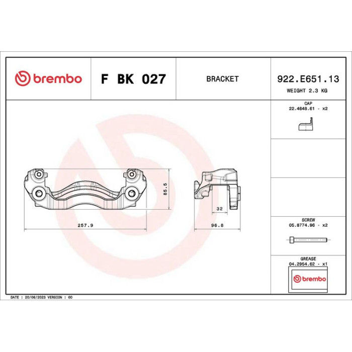 BREMBO Bremssattelhaltersatz F BK 027 BREMBO Bremssattelhaltersatz F BK 027