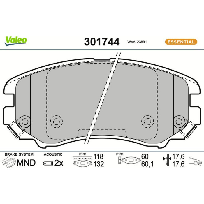 301744 Valeo Bremsbelagsatz 301744 301744 Valeo Bremsbelagsatz 301744