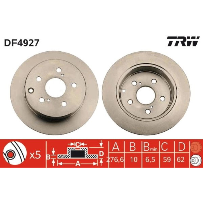 TRW Bremsscheibe Toyota Avensis 2 2D DF4927 TRW Bremsscheibe Toyota Avensis 2 2D DF4927