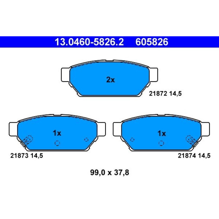 13.0460-5826.2 ATE Bremsbelagsatz 13.0460-5826.2 13.0460-5826.2 ATE Bremsbelagsatz 13.0460-5826.2