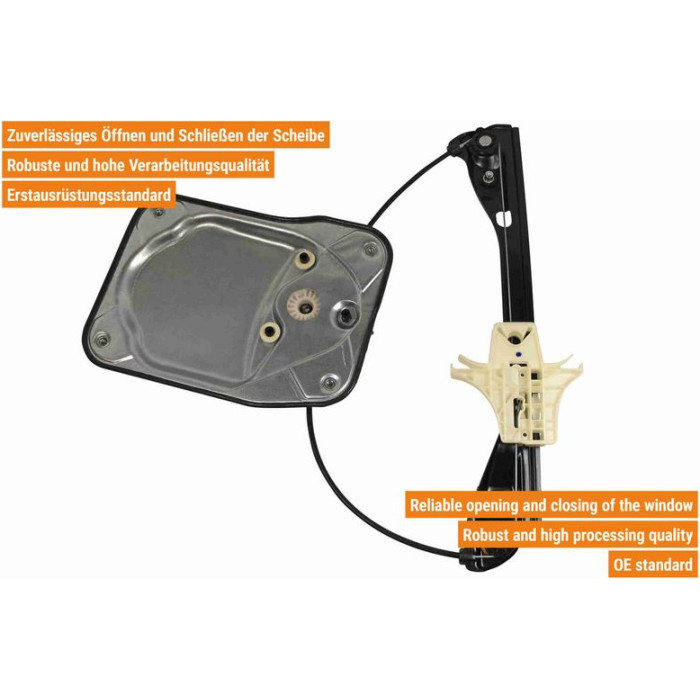 VAICO V10-6293 Fensterheber hinten links, elektrisch, ohne Motor, mit Trägerplatte