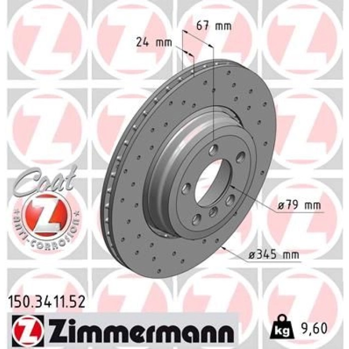 Zimmermann 11 482 036 Sport Bremsscheibe Hinterachse Sport 150.3411.52 Zimmermann 11 482 036 Sport Bremsscheibe Hinterachse Sport 150.3411.52