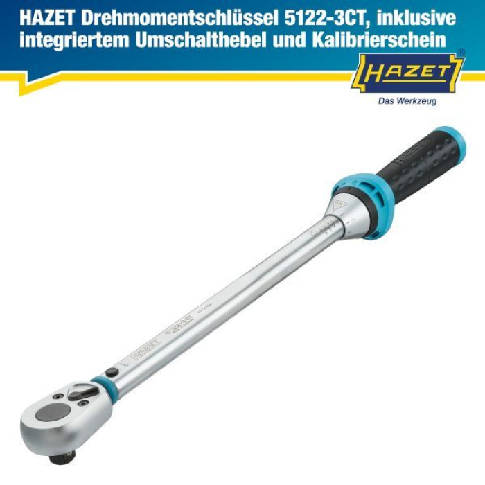 Hazet Drehmomentschlüssel 5122-3Ct Min.Max. Nm: 40-200 Nm Toleranz: 3 % Vierkantstift, Massiv 12,5 mm (1/2'') 5122-3CT