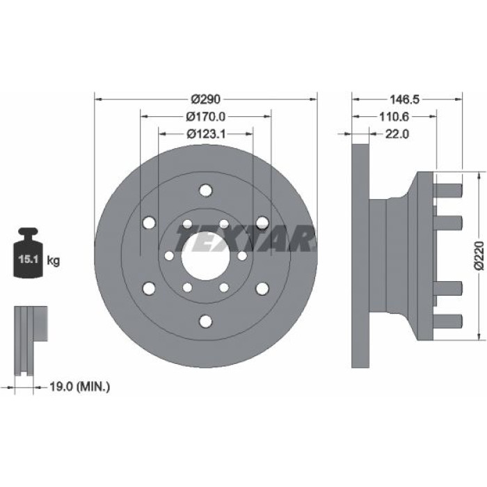 Textar Bremsscheibe 93175400 – 290 x 22 Textar Bremsscheibe 93175400 – 290 x 22