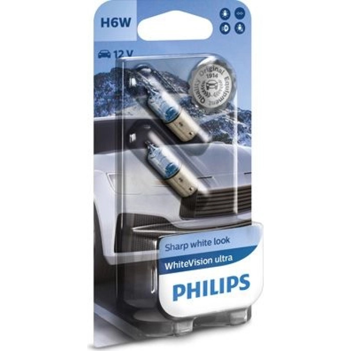 12036WVUB2 PHILIPS H6W Glühlampe WhiteVision Ultra 12 V 6 W BAX9s, 2 Stück - 12036WVUB2 - l 12036WVUB2 PHILIPS H6W Glühlampe WhiteVision Ultra 12 V 6 W BAX9s, 2 Stück - 12036WVUB2 - l