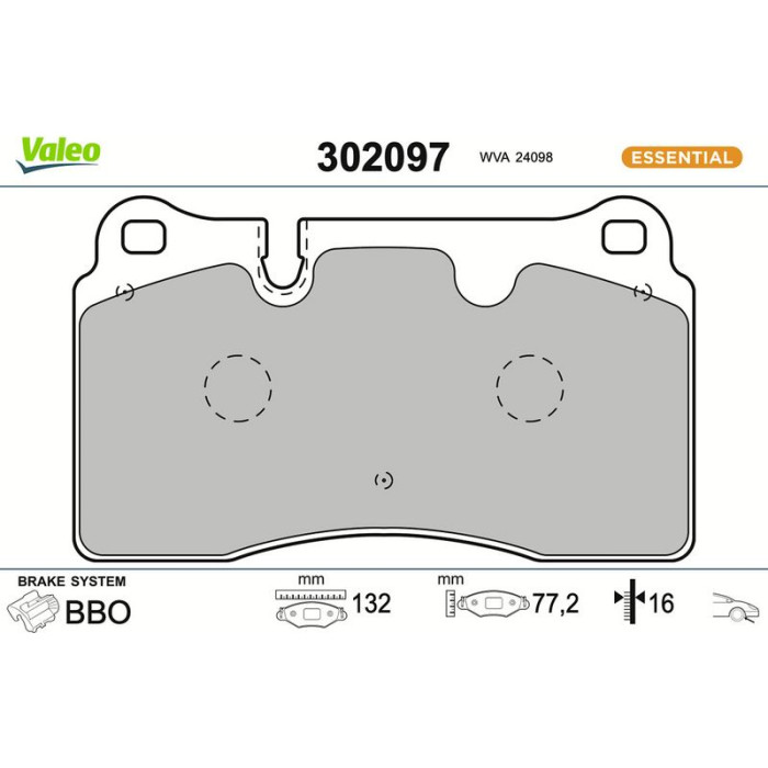 Valeo Bremsbelagsatz 302097 Valeo Bremsbelagsatz 302097
