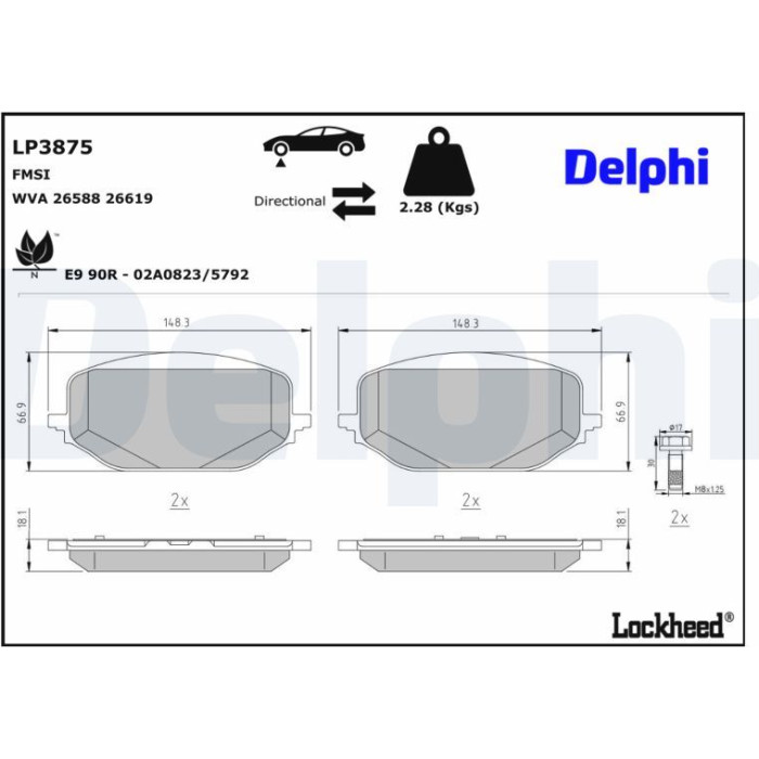 Delphi Bremsbelagsatz LP3875 Delphi Bremsbelagsatz LP3875