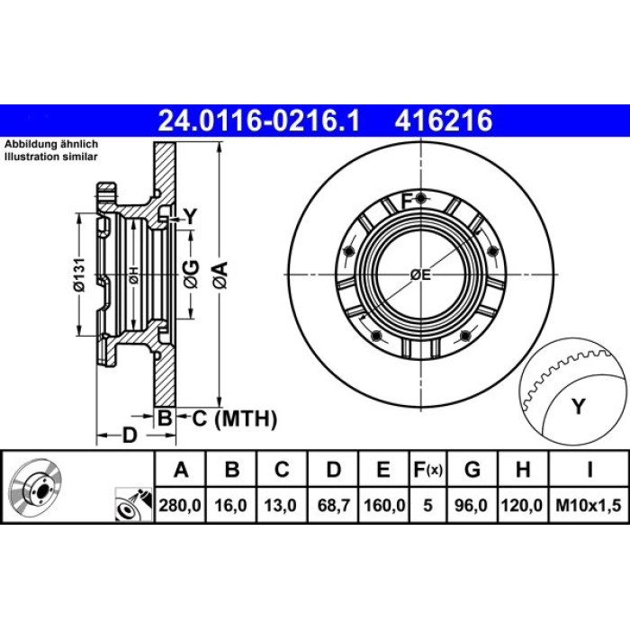 ATE Bremsscheibe 24.0116-0216.1