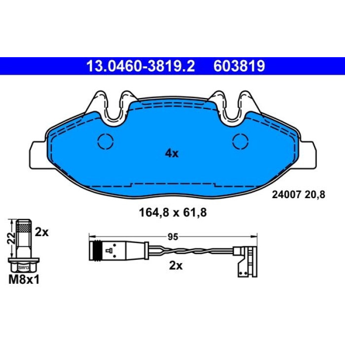 ATE Bremsbelagsatz Mercedes-Benz Vorderachse Vito/Viano 03 13.0460-3819.2 ATE Bremsbelagsatz Mercedes-Benz Vorderachse Vito/Viano 03 13.0460-3819.2