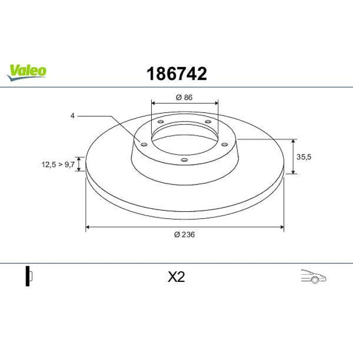 Valeo Bremsscheibe 186742