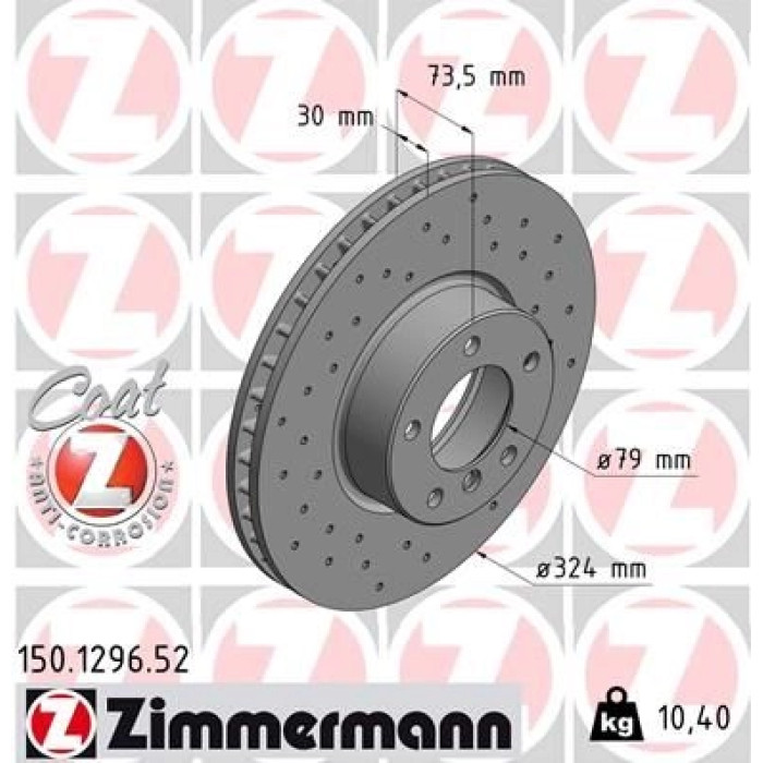 Zimmermann 11 481 045 Sport Bremsscheibe Vorderachse Sport 150.1296.52 Zimmermann 11 481 045 Sport Bremsscheibe Vorderachse Sport 150.1296.52