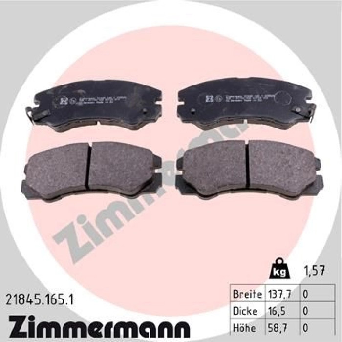 ZIMMERMANN Bremsbeläge 21845.165.1 ZIMMERMANN Bremsbeläge 21845.165.1