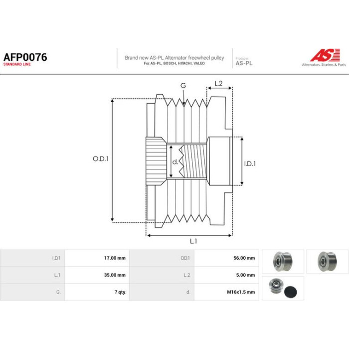 AFP0076 AS-PL Lichtmaschinenfreilauf AFP0076 AFP0076 AS-PL Lichtmaschinenfreilauf AFP0076