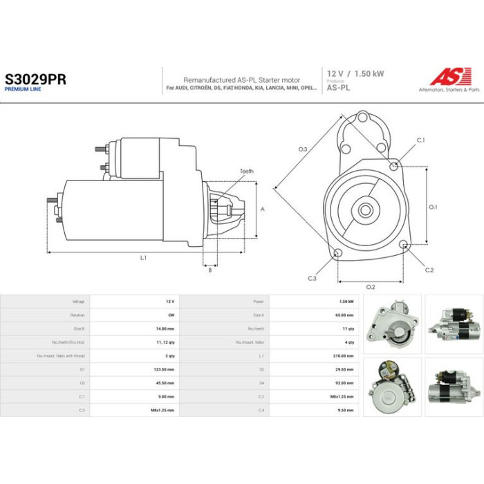 AS-PL Anlasser S3029PR